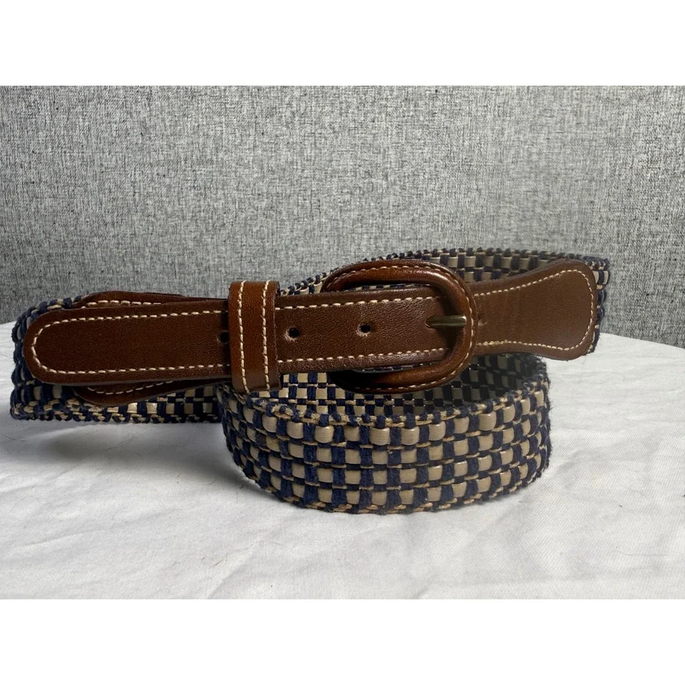 Vintage Boys Golf Belt 28in Waist Canvas Navy Leather Chesapeake Leather Works